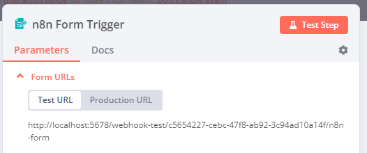 表单 URL 的截图
